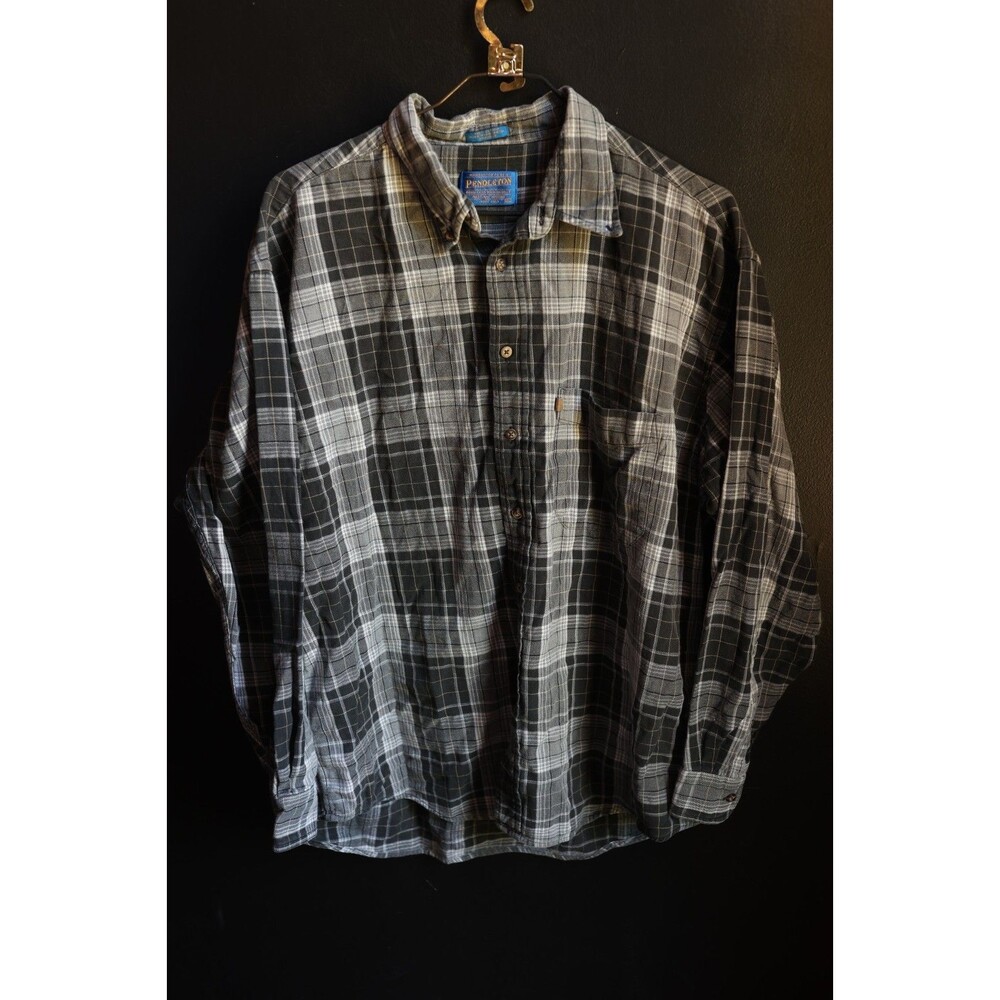 Vintage Pendleton Men's Long Sleeve Plaid Button Down Flannel Shirt XL Grunge